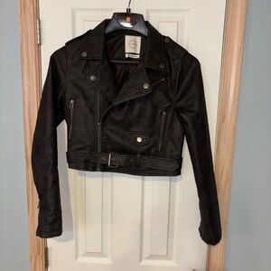 Women’s Stoosh Full Zip Faux Leather Black Jacket Size M